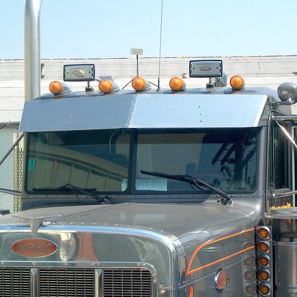 13" SS Drop Visor 1987-2024 Peterbilt 300 Series with Cab Mounted Mirrors