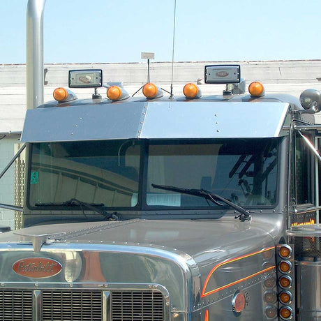 13" SS drop visor 1987-2024 Peterbilt 300 series with cab mounted mirrors