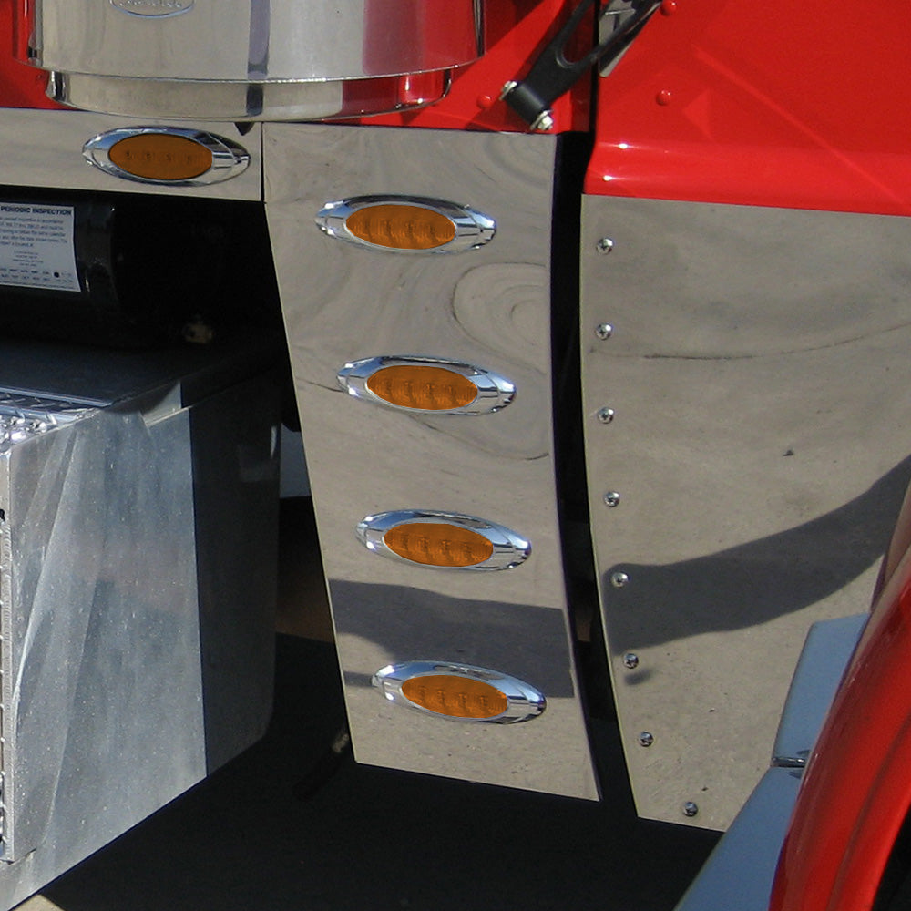 SS Peterbilt 388, 389 2007+ (123" BBC) 3" Cowl Panels with Four P1 LED Lights