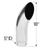 5"ID x 18"L Chrome Curved Top Stack with Expanded End