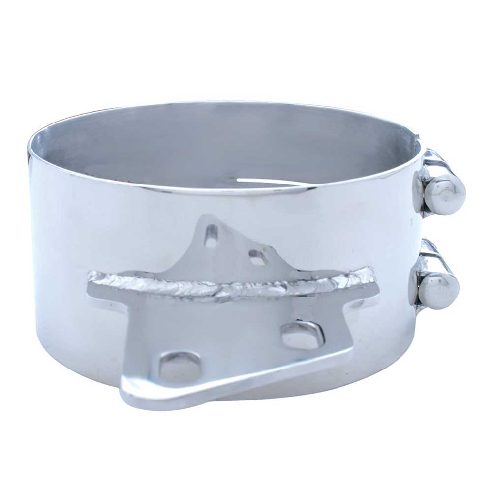 7" Stainless Steel Butt Joint Exhaust Clamp with Angled Bracket