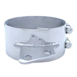 7" Stainless Steel Butt Joint Exhaust Clamp with Angled Bracket