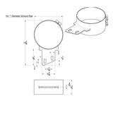 7" Stainless Steel Butt Joint Exhaust Clamp with Angled Bracket