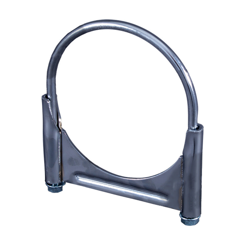 5" Chrome Closed Single Saddle Clamp with Round Bolt
