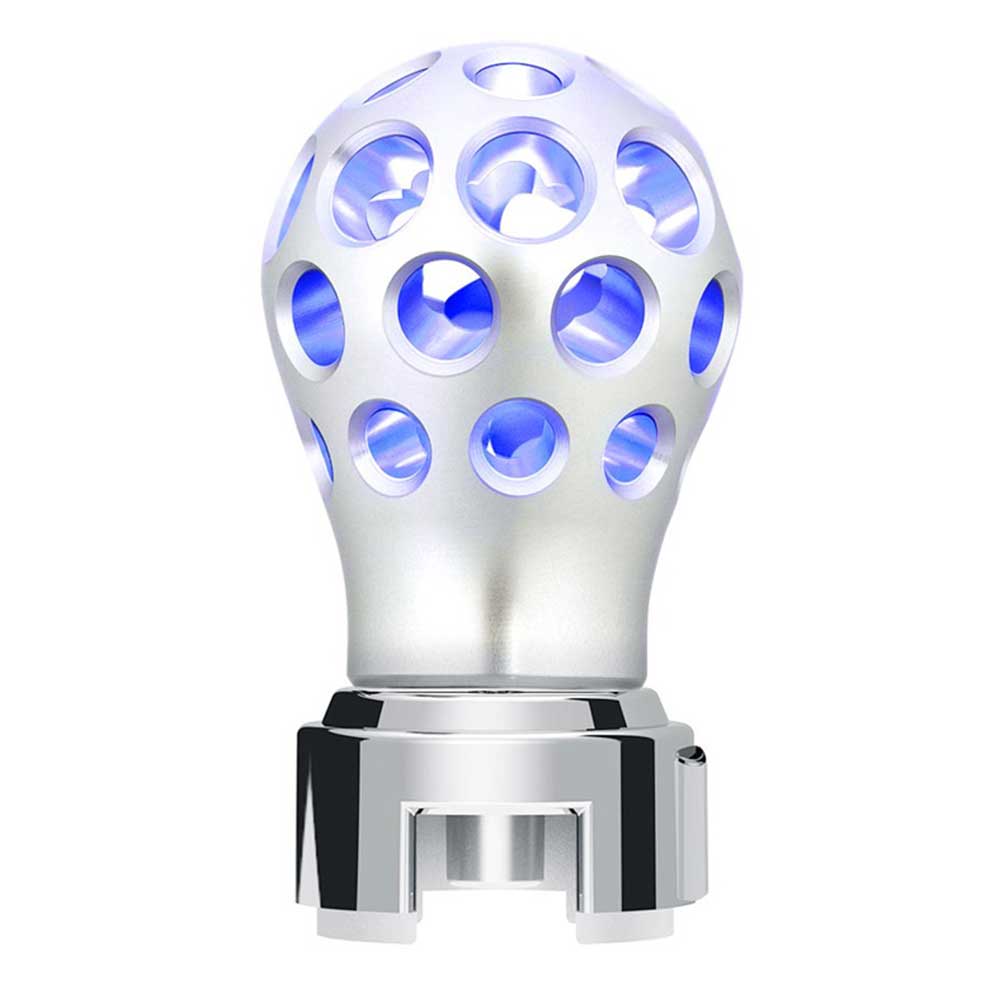 Silver Thread-On Anodized Phoenix Style Ball Gearshift Knob with LED 13/15/18 Adapter