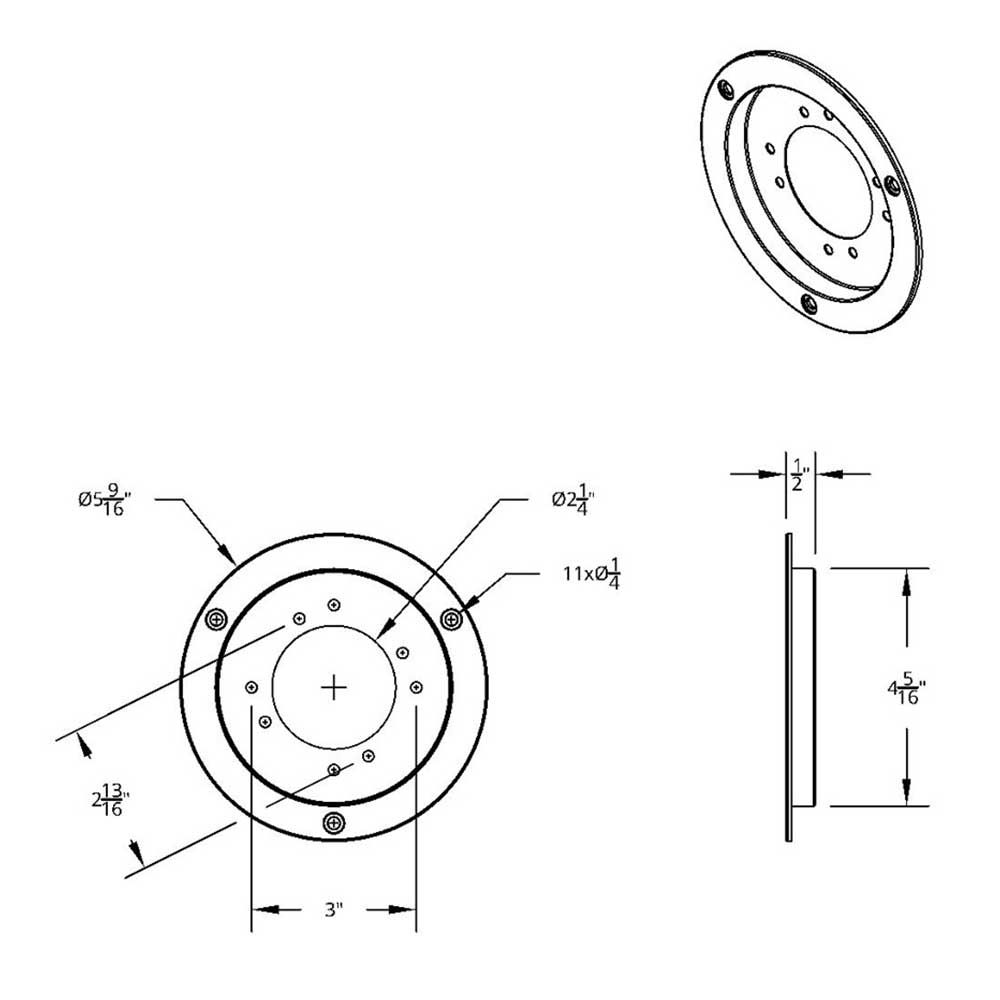 5-1/2" Stainless Adapter Kit for 4" Watermelon Sleeper Bunk Light