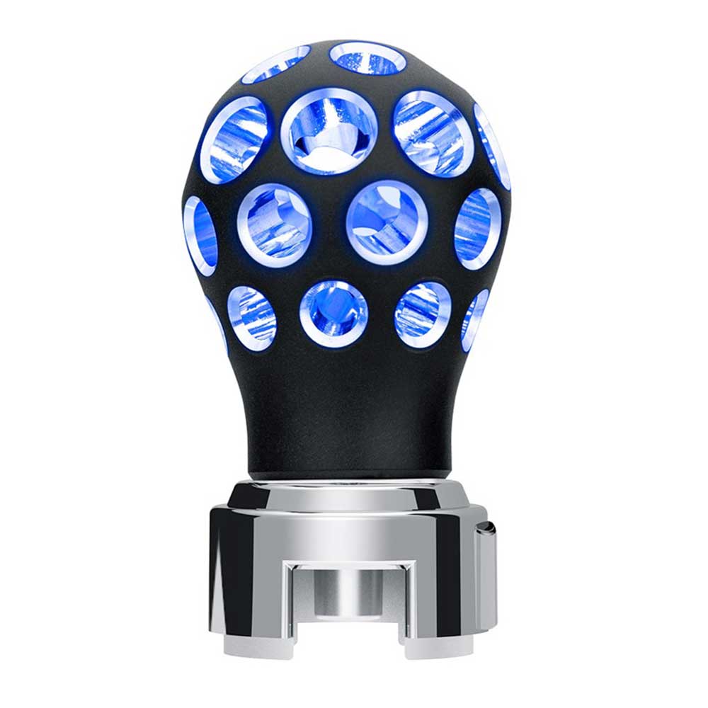 Black Thread-On Anodized Phoenix Style Ball Gearshift Knob with LED 13/15/18 Adapter