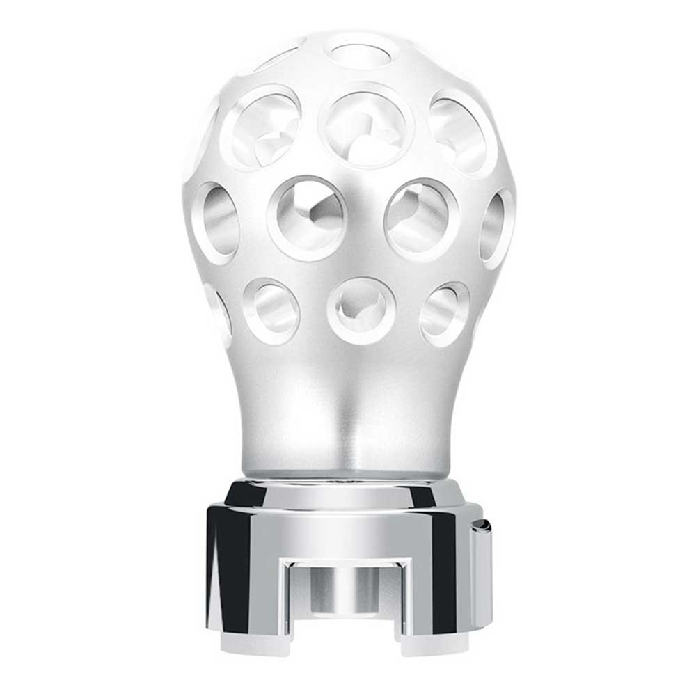 Silver Thread-On Anodized Phoenix Style Ball Gearshift Knob with LED 13/15/18 Adapter