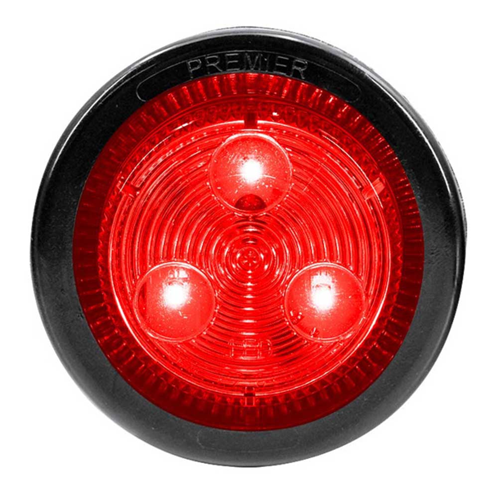 2" Low Profile Round Red 3 LED Marker Light with Grommet & Plug
