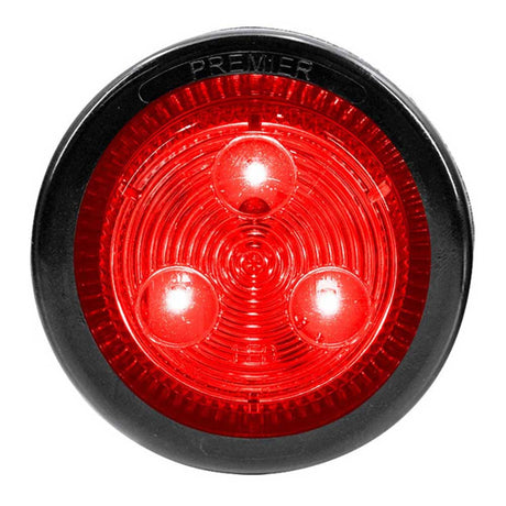 2" Low profile round red 3 LED marker light with grommet and plug