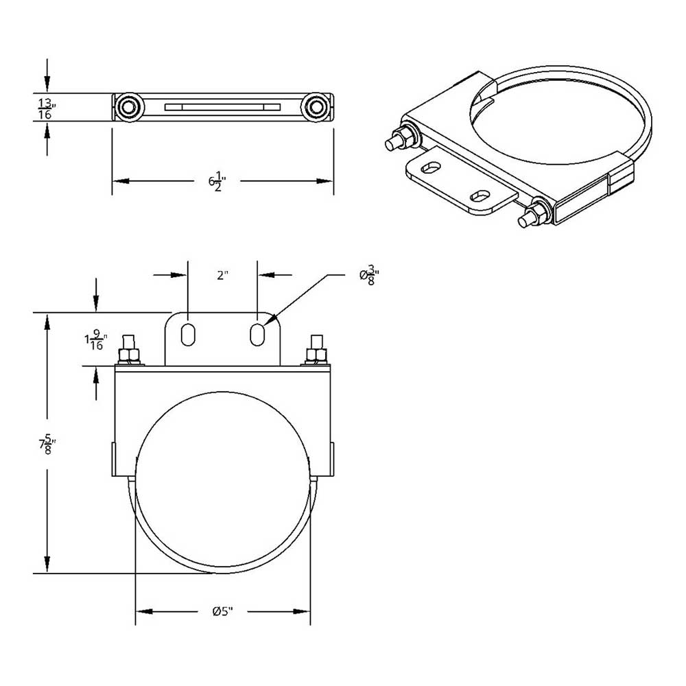 5" Peterbilt Chrome Saddle Clamp