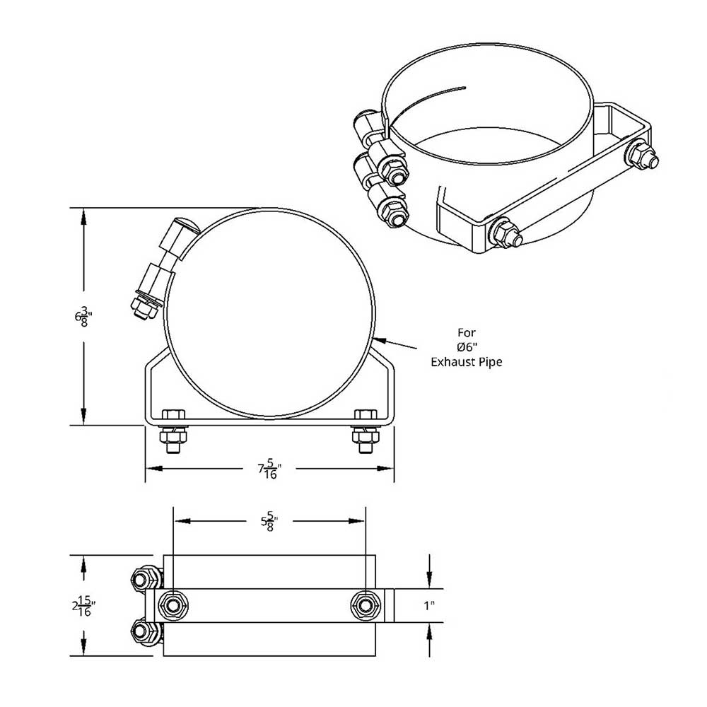 6" Stainless Steel Wide Band Mounting Exhaust Clamp