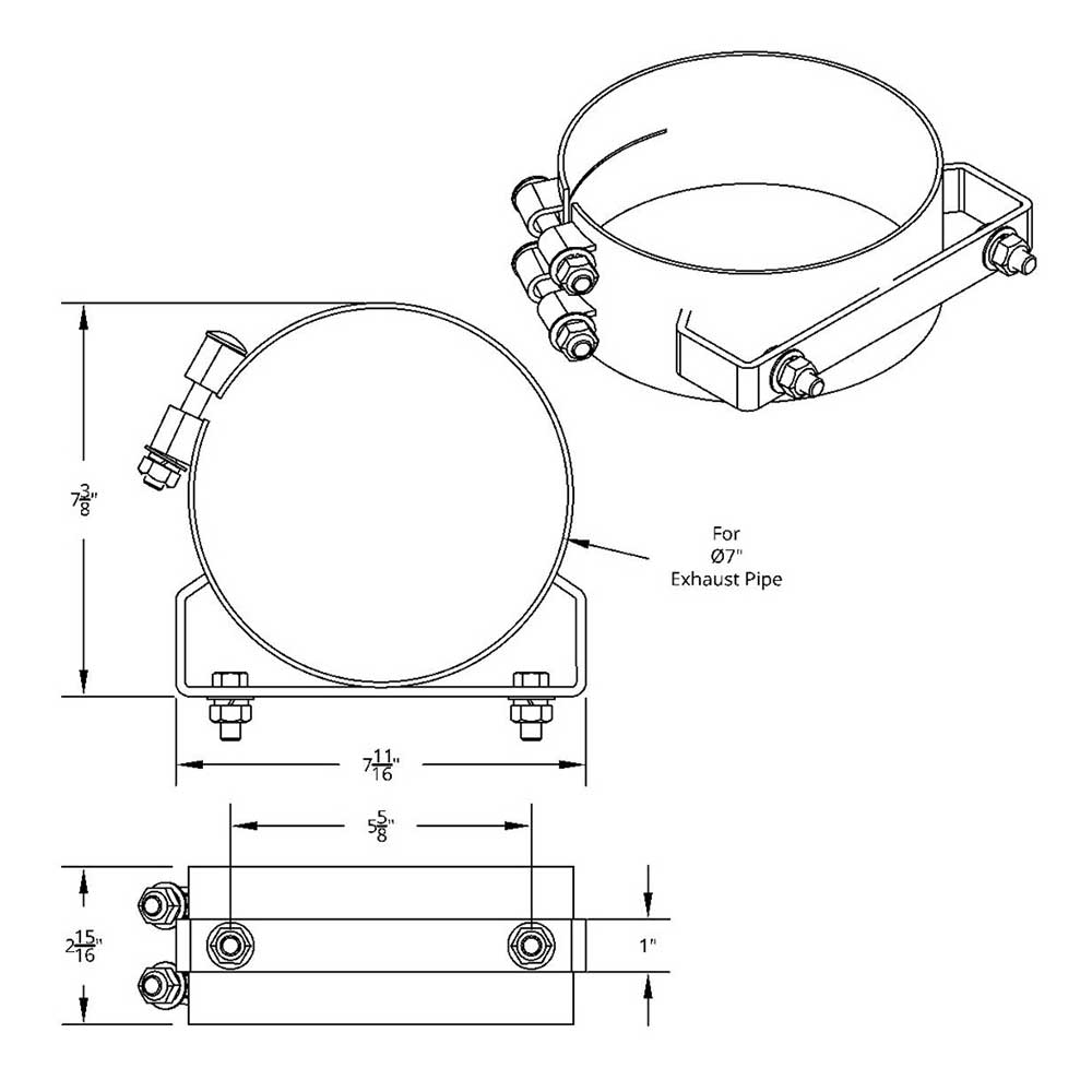 7" Stainless Steel Wide Band Mounting Exhaust Clamp