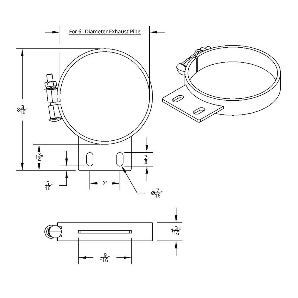 6"D x 1"W Peterbilt Chrome Exhaust Clamp