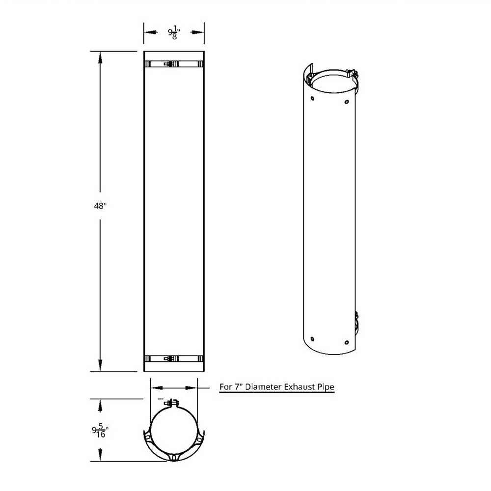 7"D x 48"L 180 Degree Stainless Steel Muffler Guard
