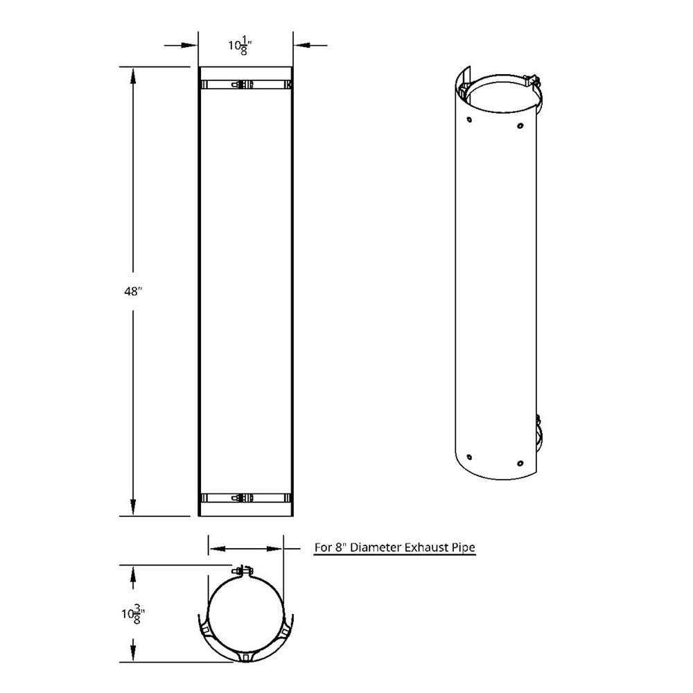 8"D x 48"L 180 Degree Stainless Steel Muffler Guard