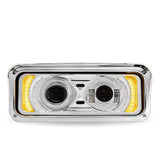 Chrome LED Projector Headlight Assembly with Backlit Auxiliary & Housing Bucket