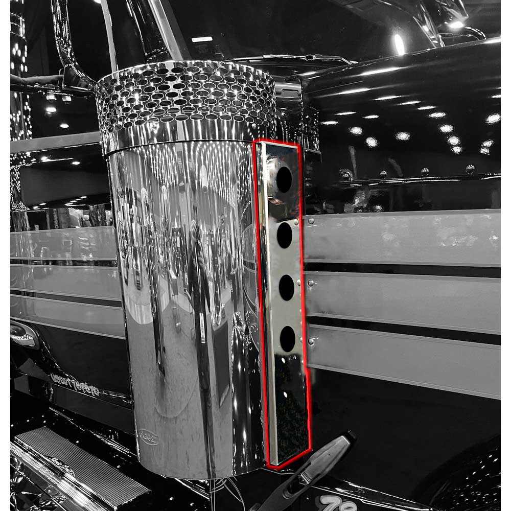 Peterbilt 589 Front SS Air Cleaner Panels Strap Design with Four Watermelon Cutouts