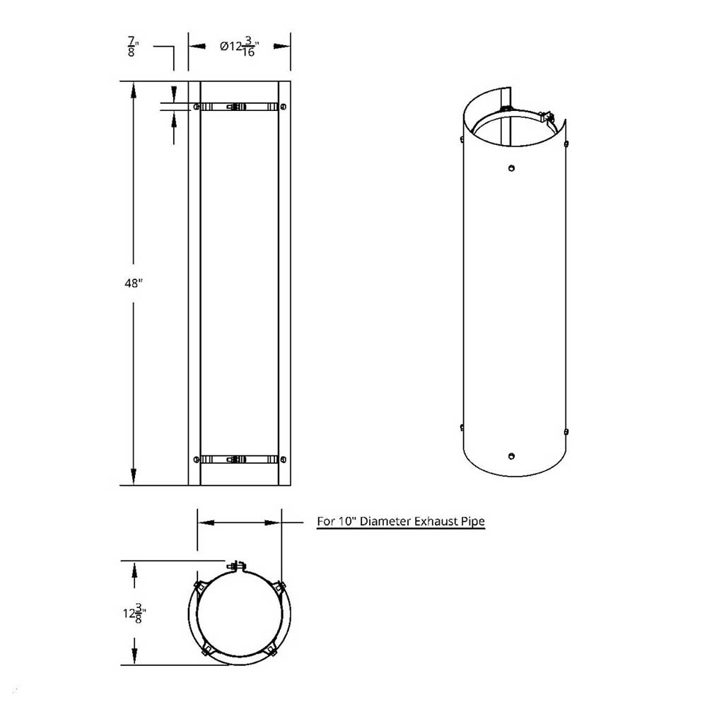 10"D x 48"L 270 Degree Stainless Steel Exhaust Shield