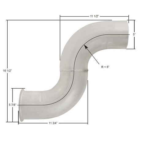 Freightliner 5"D x 11-3/4" x 11-1/2" aluminized elbow, OEM 04-17094-014, close-up