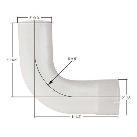 5" Kenworth T600, T800, W900 90 degree aluminized elbow, OEM K180-8047, close-up