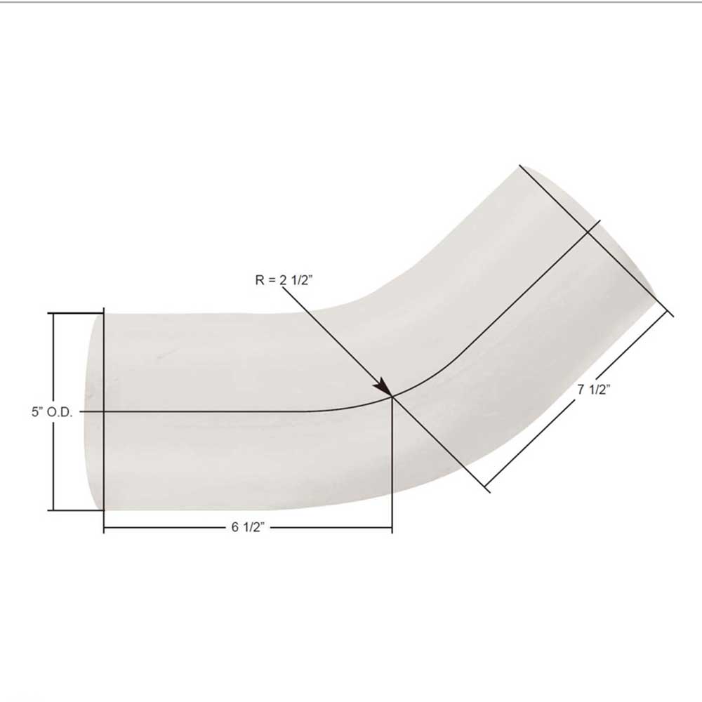 5" Kenworth T600, T800, W900 45 Degree Aluminized Elbow, OEM K180-13637