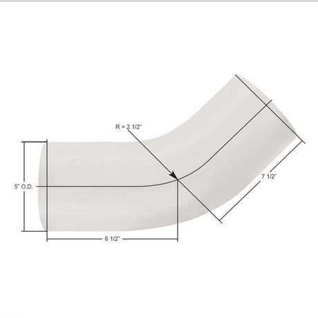 5" Kenworth T600, T800, W900 45 degree aluminized elbow, OEM K180-13637, close-up