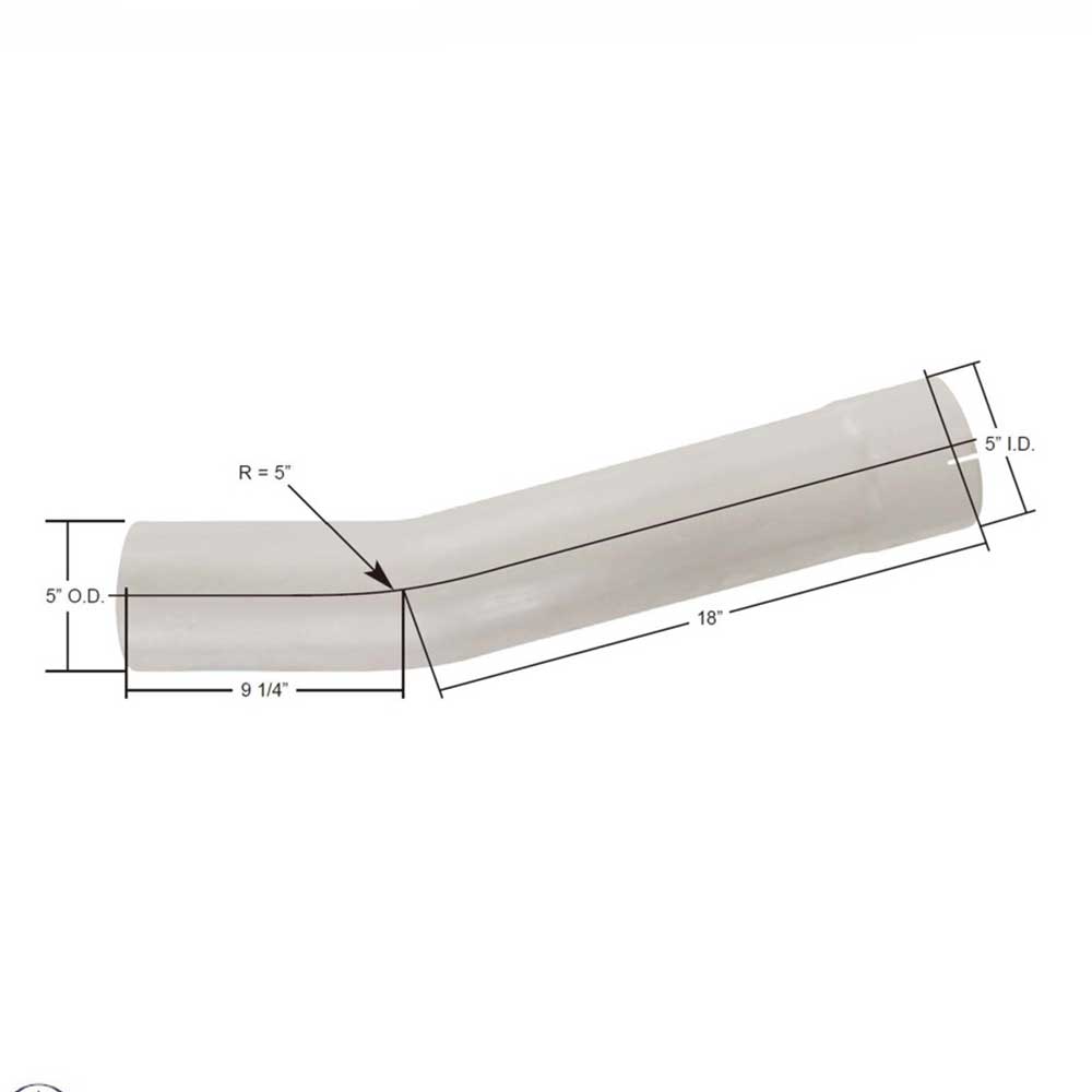 5"ID/OD Kenworth Aerocab Aluminum Elbow, K180-18614