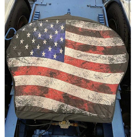 Old glory 5th wheel quilted cover for Holland FW35, close-up