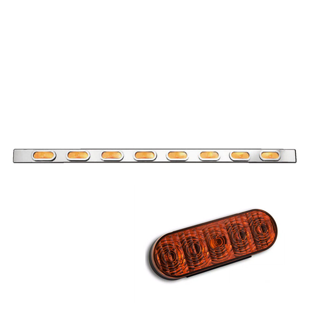 94" Bumper Bar with 8 Amber Oval LED lights with Bezels