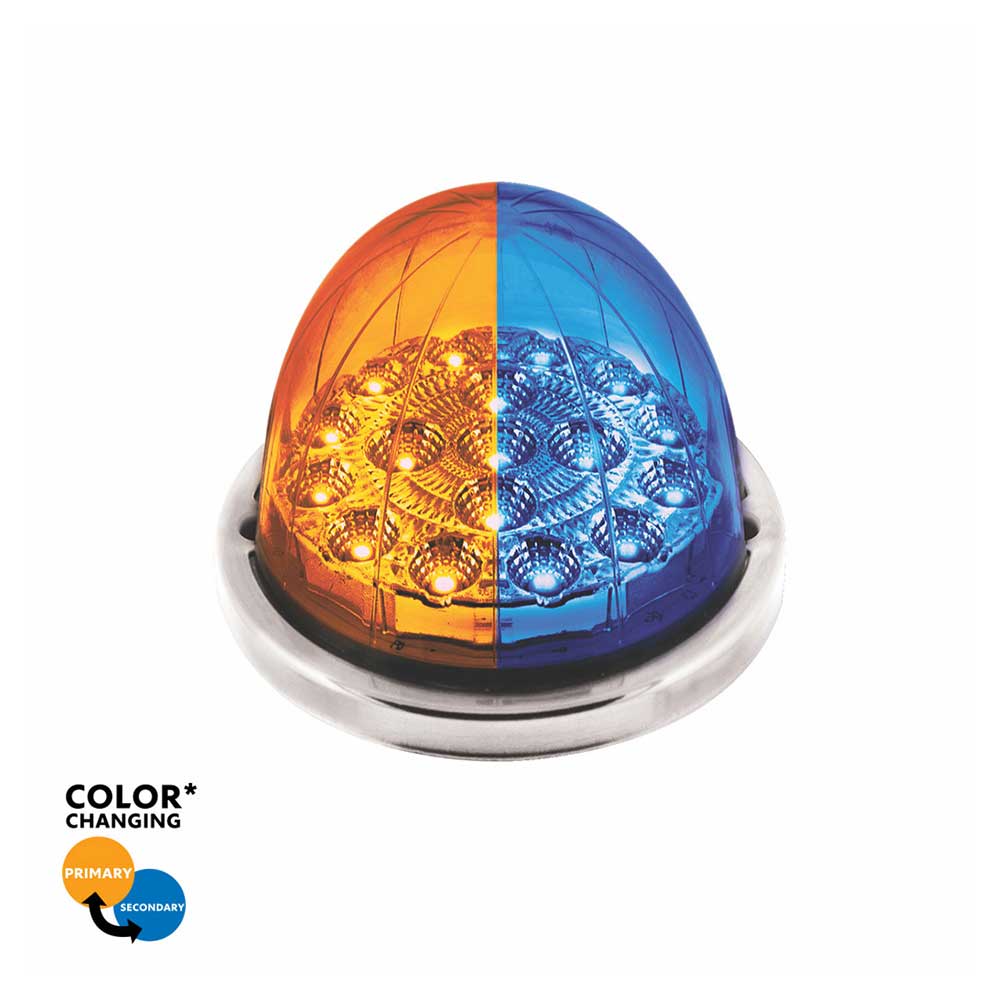 3" Double Fury Clear Lens 17 LED Watermelon Light Flush Mount Kit with Low Profile SS Bezel