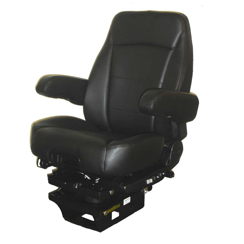 Atlas II PC Mid-High Midnight Black Leather Seat with Dual Arms