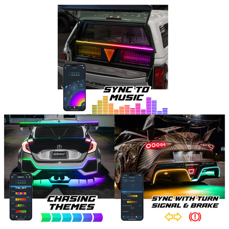 Close-up of xkmax 80" running board LED light strip