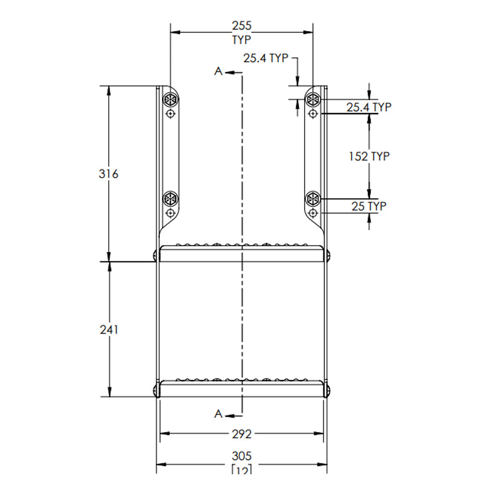 12"W Hard Coated Rear Frame Steps