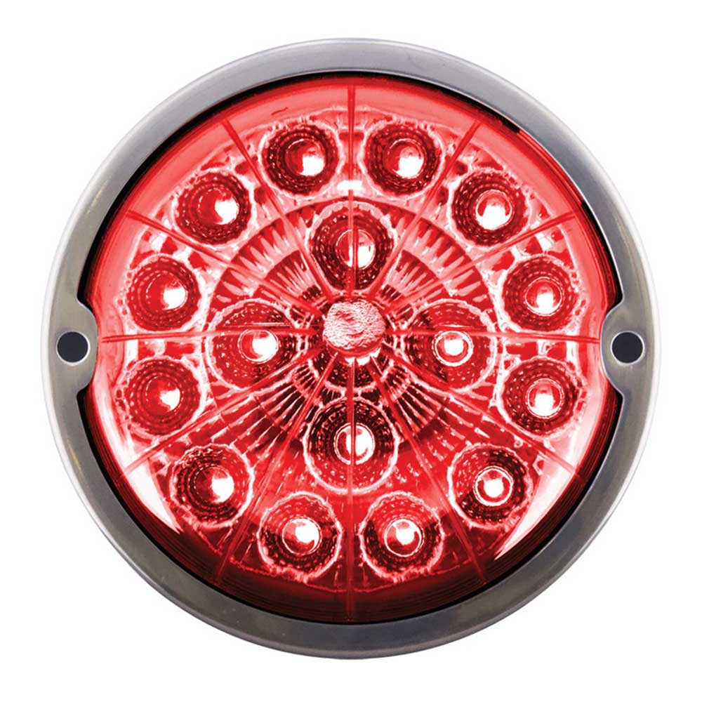 3" Double Fury Clear Lens 17 LED Watermelon Light Flush Mount Kit with Low Profile SS Bezel