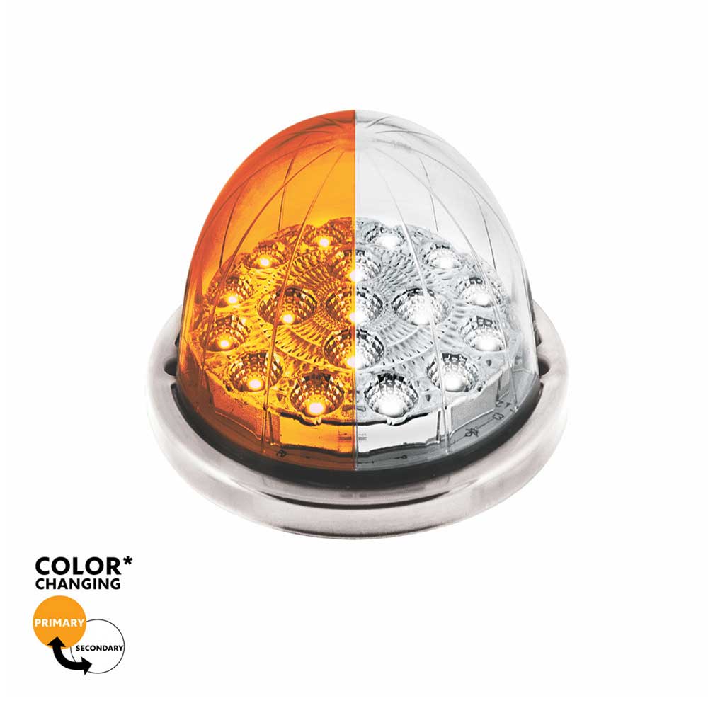 3" Double Fury Clear Lens 17 LED Watermelon Light Flush Mount Kit with Low Profile SS Bezel