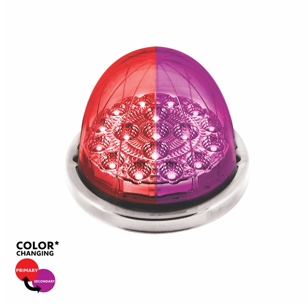3" Double Fury Clear Lens 17 LED Watermelon Light Flush Mount Kit with Low Profile SS Bezel