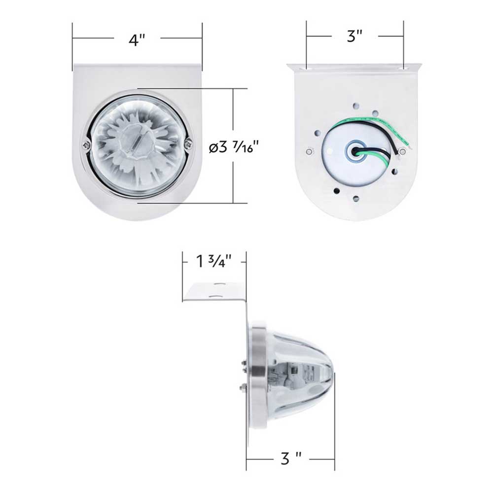 UltraBurst Clear Glass Watermelon Light With Stainless Steel Light Bracket Kit with Red LED