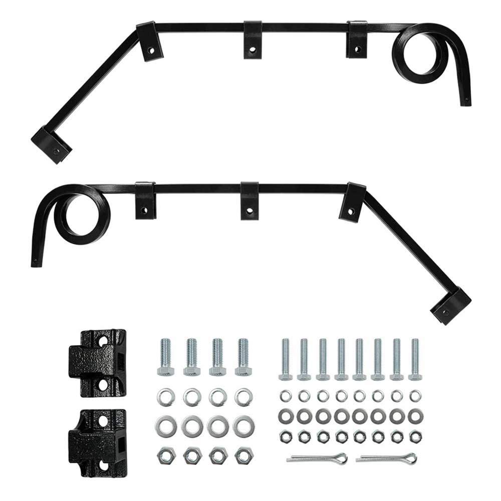 Black Angled Mud Flap Hangers with Single Coil and Mounting Hardware