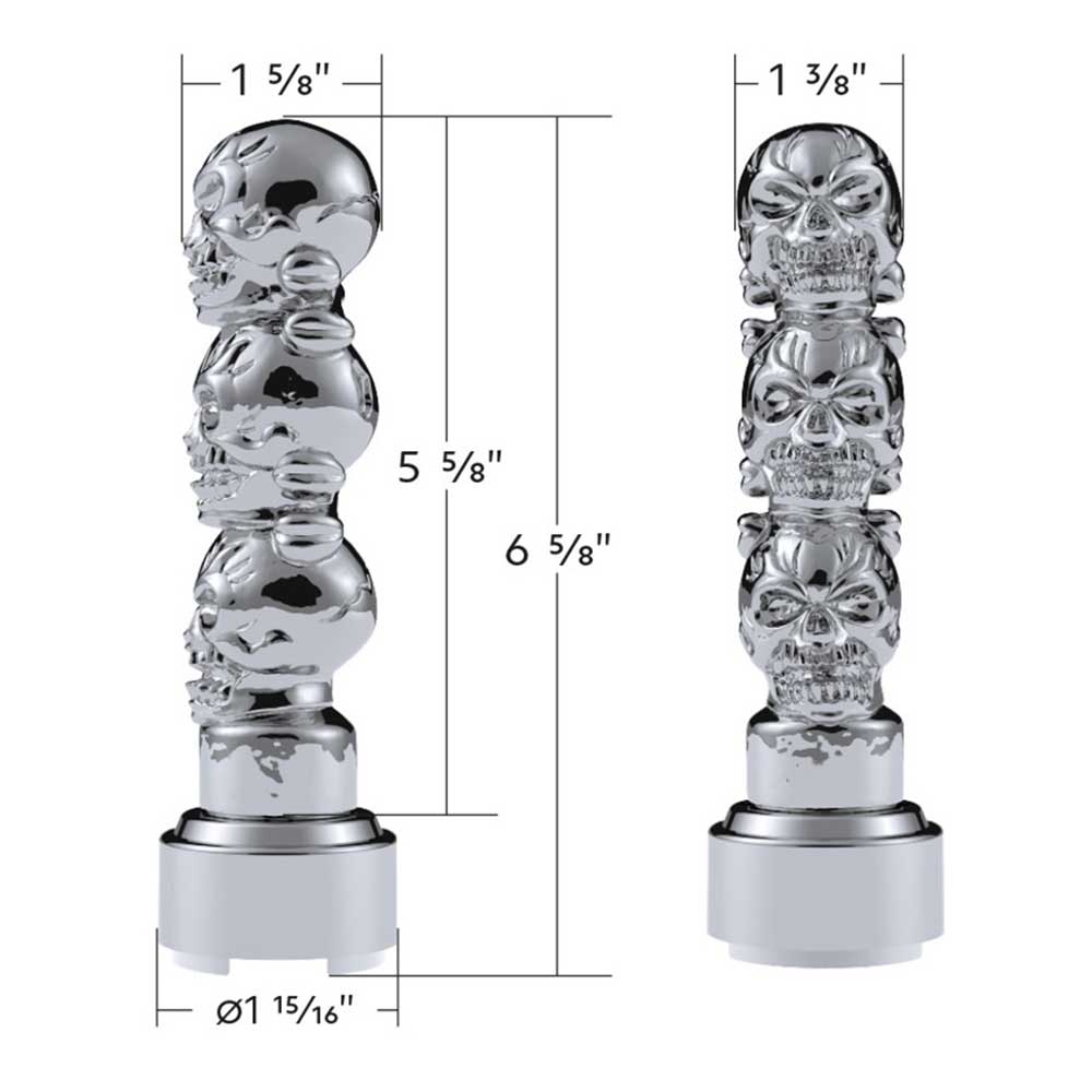 Three Skull Chrome Shift Knob with Eaton Fuller 9/10 Speed Adapter