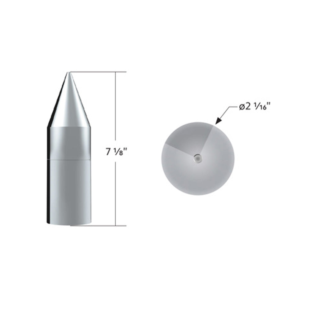 33MM 7-1/8" Chrome Plated Tall Spike Nut Covers - Thread On