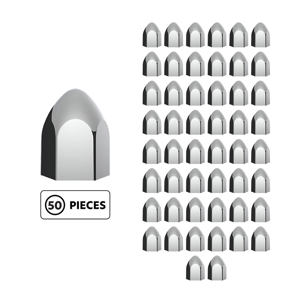 15/16" X 1-5/8" Chrome Plated Plastic Bullet Nut Covers - 50 PK