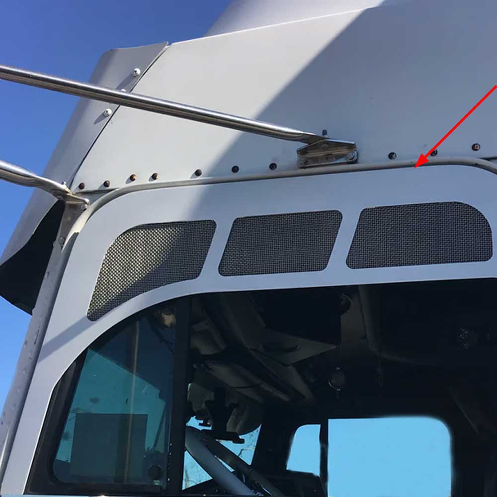7-1/2" SS Chop Tops with Mesh Cut Outs for Freightliner Classic, FLD 120