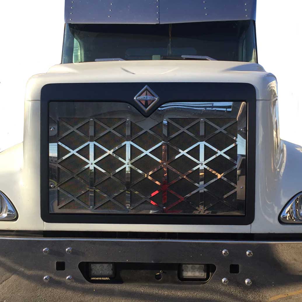Stainless Steel Diamond Grill with Middle V for 1997+ International 9200, 9400
