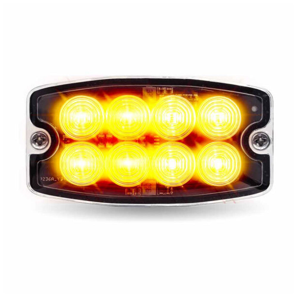 Dual Color Directional LED Eight Diode Slim Surface Strobe Light "“ Amber/Blue