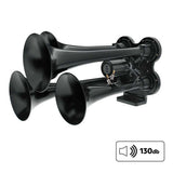 Black 4 Trumpet Mini Train Horn with Electric Air Solenoid
