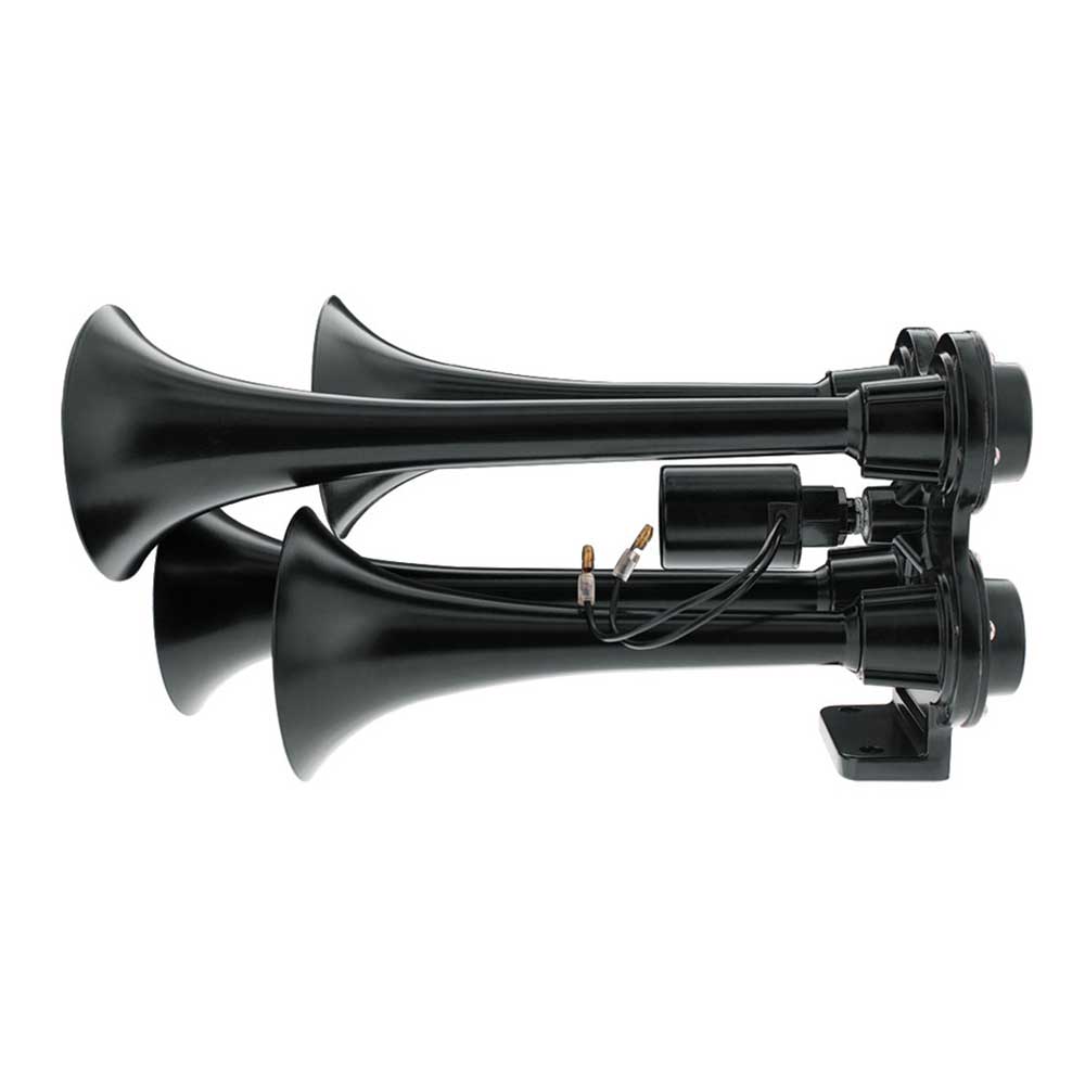Black 4 Trumpet Mini Train Horn with Electric Air Solenoid