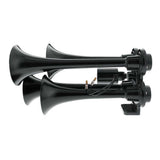 Black 4 Trumpet Mini Train Horn with Electric Air Solenoid