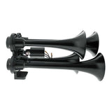Black 4 Trumpet Mini Train Horn with Electric Air Solenoid