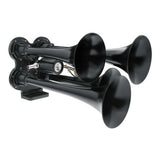 Black 4 Trumpet Mini Train Horn with Electric Air Solenoid